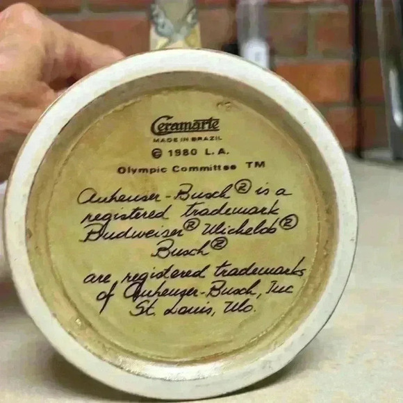 Budweiser Los Angeles Olympic Games Stein 1980/1984 Ceramarte Made In Brazil - Picture 10 of 10